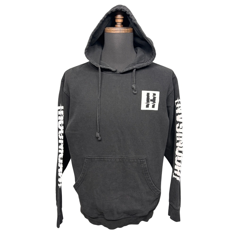 Hoonigan Hoodie Men Medium Black Graphic Pullover Sweatshirt Racing Faded READ